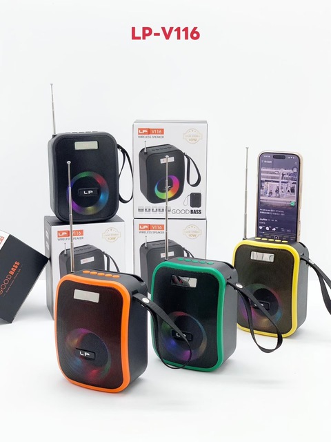 2026 New LP- V116 10W Portable Blue Tooth Speaker with RGB Light, FM Radio, TF/USB Support, Wireless Outdoor Speaker