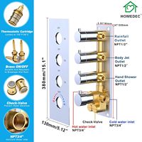 HOMEDEC Ensemble de douche de plafond 16 pouces avec effet pluie, robinet mitigeur 3 voies, douchette à main 2 fonctions, finition chromée, fabriqué en Chine