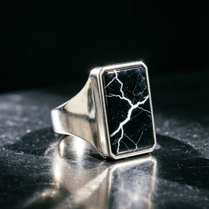 Collier pour homme en acier inoxydable avec pendentif rectangulaire géométrique, personnalisation de la bague en <span class=keywords><strong>marbre</strong></span> - Product Image 4