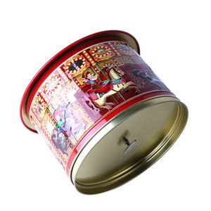 식품 등급 맞춤 인쇄 회전식 선물 틴 박스 음악 금속 틴 박스 쿠키 캔디 초콜릿 포장용 - Product Image 4