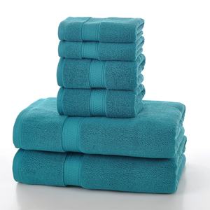 Ensemble de serviettes en coton uni absorbant doux et direct du fabricant, techniques tissées à usage domestique avec motif de couleur unie - Product Image 2