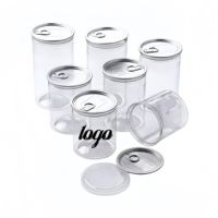 Tube en plastique rond réutilisable, transparent, pour aliments secs, pot en plastique transparent pour animaux de compagnie avec couvercle, conteneur d'emballage alimentaire en PET