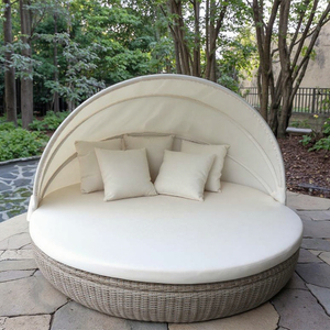 Mới Ngoài Trời Nhôm Mây Vườn Ban Ngày Vòng PE Mây Mặt Trời Lounger Với Tán Patio Ăn Uống Đồ Nội Thất Cho Hồ Bơi Chaise Phòng Chờ - Product Image 6