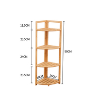 Rak Sudut 4 Tingkat dari Bambu Alami Desain Sederhana untuk Kamar Mandi, Ruang Tamu, Dapur - Tinggi 90cm Ramah Lingkungan
