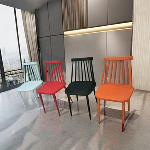 Ensemble de chaises de salle à manger au design moderne et élégant, blanc, rouge, noir, orange, métal durable, appartement, extérieur, hôpital, maison, bureau, bar - Product Image 2