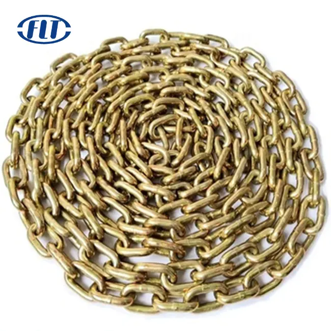 FLT 5/16" 3/8" US Type Alloy Steel Welded towing Chain Yellow galvanized G70 Chain for shipping