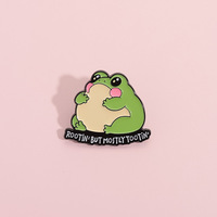 Broche DIY pour sac d'école, accessoire de sac à dos en alliage poli, épinglette en émail gravée motif animal/anime, broche créative grenouille de dessin animé