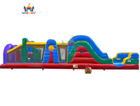 Parcours d'obstacles gonflable commercial coloré pour enfants – Défi interactif pour fêtes et locations événementielles