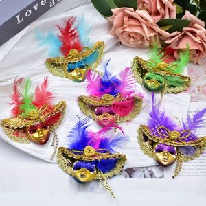 Mini masques aimantés autocollants, masques vénitiens à plumes, aimants de réfrigérateur avec chapeau, décorations de carnaval Mardi Gras - Product Image 5