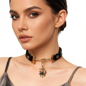 Origin Maker Dark Goth Neck Ornament Brand Factory Bulk Supply Private Label Service Cross Border Brand Buyer Pu Leather Choker - Product Image 3