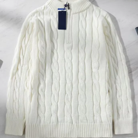 Maßgefertigter Old Money Strickpullover 100% Baumwolle Halber Reißverschluss Zopfmuster Stehkragen Herren Casual Winter Pullover Atmungsaktiv Großhandel