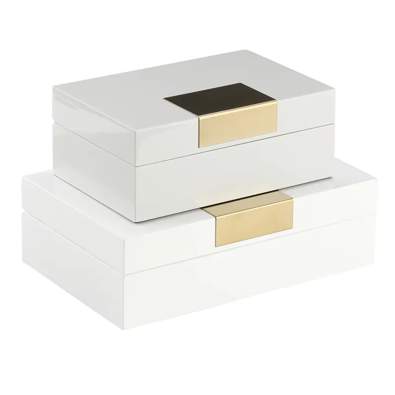 High-grade pure white jóias caixa de presente de madeira made in China