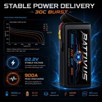 بطارية BATTIVUS 22.2 فولت 30000 مللي أمبير 6S1P 666 واط ساعة للطائرات بدون طيار، 191 واط ساعة لكل كيلوجرام، للاستخدام الصناعي والزراعة، متوافقة مع UN38.3 MSDS