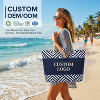 Sac de plage en maille imperméable surdimensionné pour femmes, personnalisable avec logo, idéal pour les vacances en famille, sac à main réutilisable pour boutique