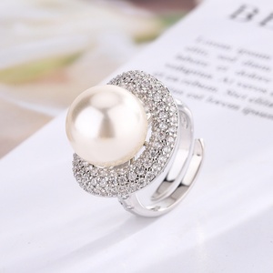 Dainty High Quality Eco-friendly Copper Gold Plated 14mm Golden Large Shell Pearl <b>Ring</b> for Premium Gift Giving - Product Image 4
