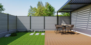 Clôture durable en bois WPC CO-Extrusion Belle clôture WPC Panneaux de clôture de <span class=keywords><strong>jardin</strong></span> extérieur - Product Image 3