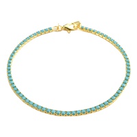FUAMAY Chaînes de tennis réglables en argent 925 avec bracelets en pierres précieuses en diamant turquoise naturel Accessoires de mode Micro Tennis