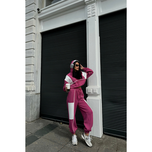 Conjunto Deportivo de Nailon Transpirable y Resistente al Viento Color Fucsia, Ropa Deportiva de Invierno con Capucha, Logotipo, Tallas Grandes, Estampado de Maternidad, Lavado al Aire - Product Image 4