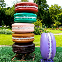 Statue décorative artistique en fibre de verre, grande taille, pour extérieur, thème alimentaire, série desserts (donut, crème glacée, macaron), peinte à la main, pour centre commercial