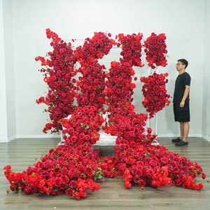 DKB Flores Rojas al por Mayor para Decoración de Bodas, Flores Artificiales de Alta Gama, Arco de Flores de Seda para Festivales, Fiestas y Bodas - Product Image 1