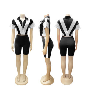 Viviblook Z509ST10 Vêtements d'été pour femmes, ensemble décontracté 2 pièces, short à manches courtes, manches chauve-souris, tenue de sport d'été - Product Image 4