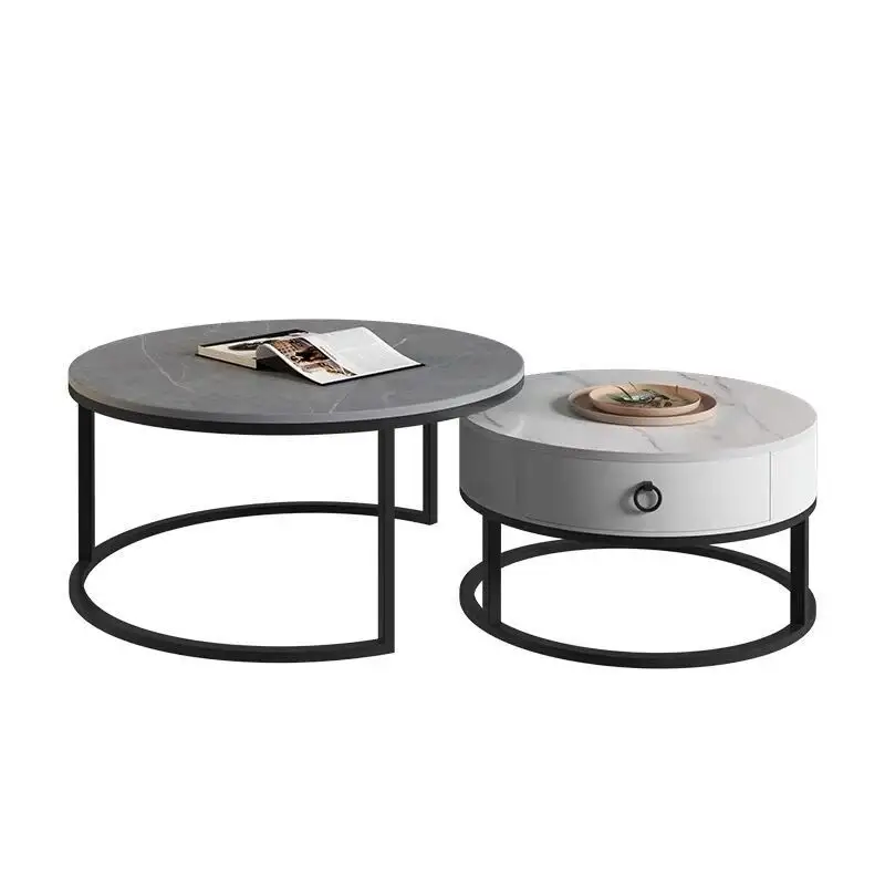 लिविंग रूम फर्नीचर के लिए राउंड लाइट लक्जरी चाय कॉफी टेबल छोटे पत्थर के साथ आधुनिक कॉफी टेबल छोटी कॉफी टेबल