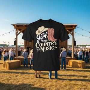 T-shirt This Girl Loves Country Music en coton noir unisexe pour adulte S M L XL XXL - Product Image 3