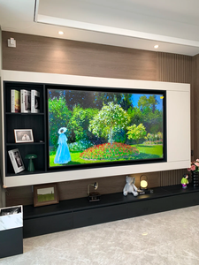 <span class=keywords><strong>Meuble</strong></span> TV mural intégré avec étagères ouvertes et tiroirs, mobilier <span class=keywords><strong>de</strong></span> rangement moderne et minimaliste pour salon - Product Image 2