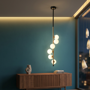 Modern Geometric Pendant <b>Light</b> Gold Metal Round Bulbs <b>Ceiling</b> Lamp Home Decor - Product Image 2