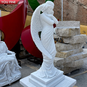 Statues religieuses <span class=keywords><strong>en</strong></span> marbre de grande taille <span class=keywords><strong>pour</strong></span> <span class=keywords><strong>jardin</strong></span>, <span class=keywords><strong>ange</strong></span> féminin avec des ailes, sculpture - Product Image 2