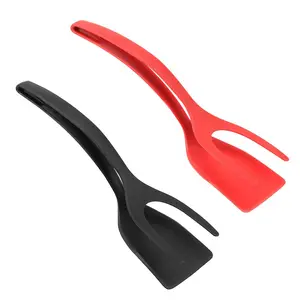 Multifunctional Silicone Fried Egg Turner Double Spatula Food Clip 2 In 1 Spatula Grip Flip Tongs Shovel Spatula