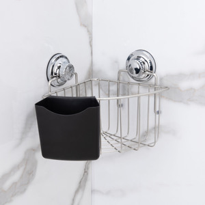 Cesta Esquinera de Alambre <span class=keywords><strong>con</strong></span> Ventosas, Estante de Almacenamiento para Cocina y Baño, Marco Metálico Cromado Reforzado, Desmontable, Montaje en Pared - Product Image 6