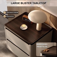 Table de chevet minimaliste moderne en bois avec 2 tiroirs, meuble de chambre crème, armoire de rangement de luxe