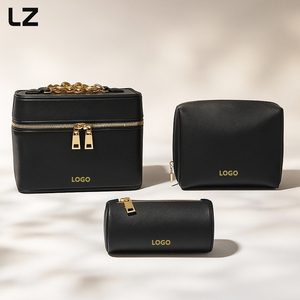 Borsa da Toilette personalizzata LZ in vera pelle piccolo trucco Organizer con Zip per viaggio uso <span class=keywords><strong>professionale</strong></span> <span class=keywords><strong>Trousse</strong></span> De Toilette - Product Image 4