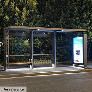 Design moderno Bus Stop Passageiro Waiting Shelter Informações Confusão Smart Bus Shelter