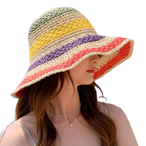 Chapeaux de paille tressés à la main <span class=keywords><strong>pour</strong></span> femmes, élégants et personnalisés, <span class=keywords><strong>pour</strong></span> l'été, protection solaire, vente en gros - Product Image 1