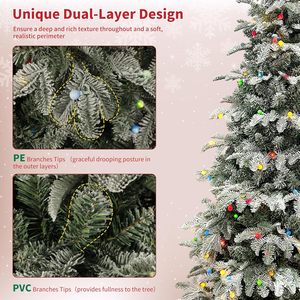 <span class=keywords><strong>Sapin</strong></span> de Noël Artificiel Floqué Pré-éclairé 1,80 m Effet Neige 210 Lumières Multicolores <span class=keywords><strong>Sapin</strong></span> Aspin Support Métallique Pliable Décoration de Fêtes pour la Maison - Product Image 5