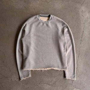 T-Shirt a Maniche Lunghe con Orlo Grezzo Personalizzata in Spugna Francese di Cotone Oversize con Collo Tondo Semplice Felpa da Uomo - Product Image 1