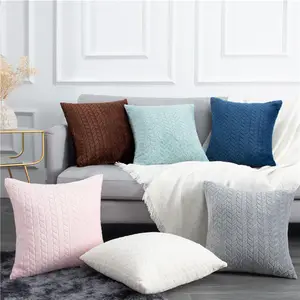 Home Textile Simple Design Velvet Embossed Cushion Cover For Living Room、Pink 45*45 Square Cushion Cover