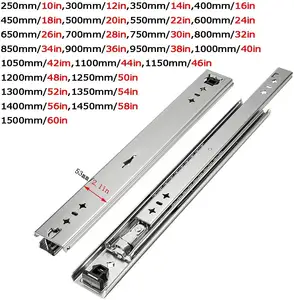 Sneida - Corredor telescópico para gaveta de móveis, porta-gavetas com 3 dobras, porta-gavetas de aço laminado a frio com capacidade de carga de 120kg