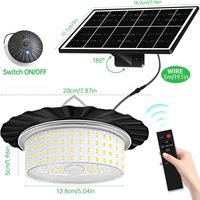 Plafonnier LED Extérieur Étanche IP65, Lampe Suspendue Solaire 5W avec Panneau Solaire pour Jardin Terrasse, Éclairage Suspendu en PC/Plastique