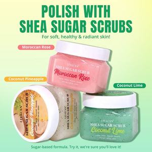 Lot de 12 gommages corporels exfoliants au sucre de karité, série Coco, Citron vert, Rose, Ananas, hydratants, pour soins corporels, marque privée - Product Image 2