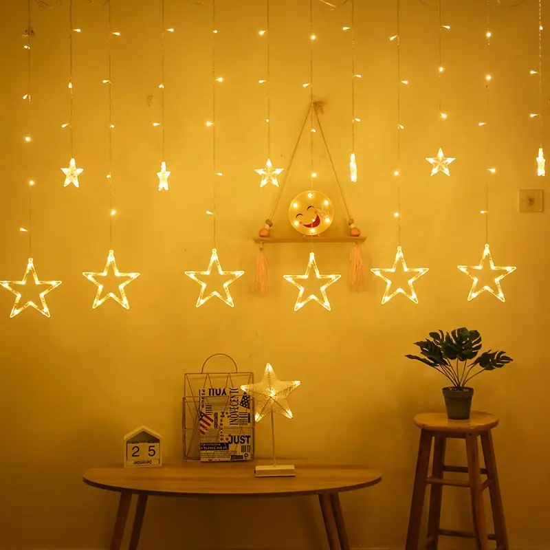 Star Curtain Lights, Window Curtain Fairy String Lights for Festival Christmas Wedding Party Garden Decorations