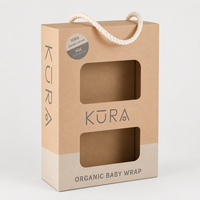 Boîte personnalisée en kraft découpée au laser avec fenêtre et poignée en corde pour emballage de couverture de bébé, vêtements et cadeaux