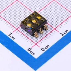 DSIC03TSGER DIP Switch SMD-6P,6x7.6mm Switch Flat Toggle, Groove Type Single Pole Single Throw 3 Gull Wing Type - Product Image 1