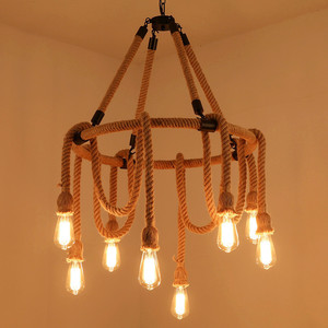 Candelabro de cuerda de cáñamo de <span class=keywords><strong>estilo</strong></span> austriaco, lámpara de <span class=keywords><strong>estilo</strong></span> <span class=keywords><strong>Industrial</strong></span> Retro, tienda de ropa personalizada, decoración creativa para el hogar - Product Image 1