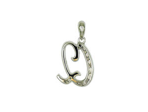 Colgante con la letra Q en diamantes de oro de 18 quilates, 0376 quilates, 28 diamantes, 151 g, joyería versátil y personalizada - Product Image 2