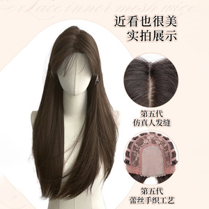 วิกผมยาวตรงสำหรับผู้หญิง Tianxuan Nanxiang พร้อมผมม้าปัดข้าง  แบบมีเชือกผูกด้านหน้า  ไรผมดูเป็นธรรมชาติ  แบบเต็มศีรษะ - Product Image 2