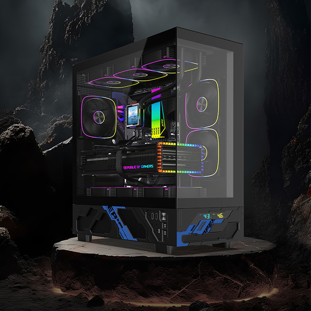 OEM Custom Tempered Glass Side Panel Mid Tower Case PC ATX Gaming Case with ARGB Lighting & Extreme Cooling