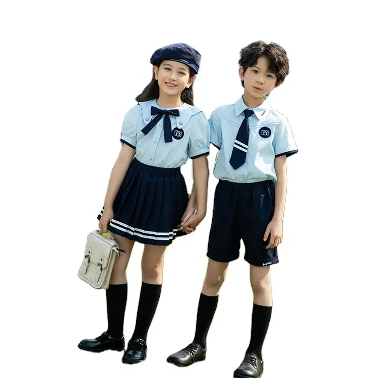 Diskon besar grosir produsen seragam sekolah anak-anak desain berpori di Tiongkok